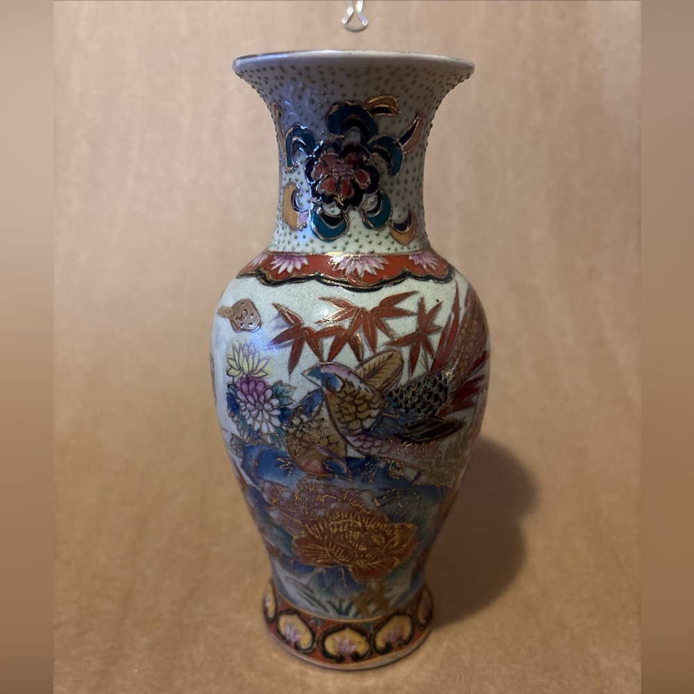 Asian Themed Decorative Floral and Bird Vase